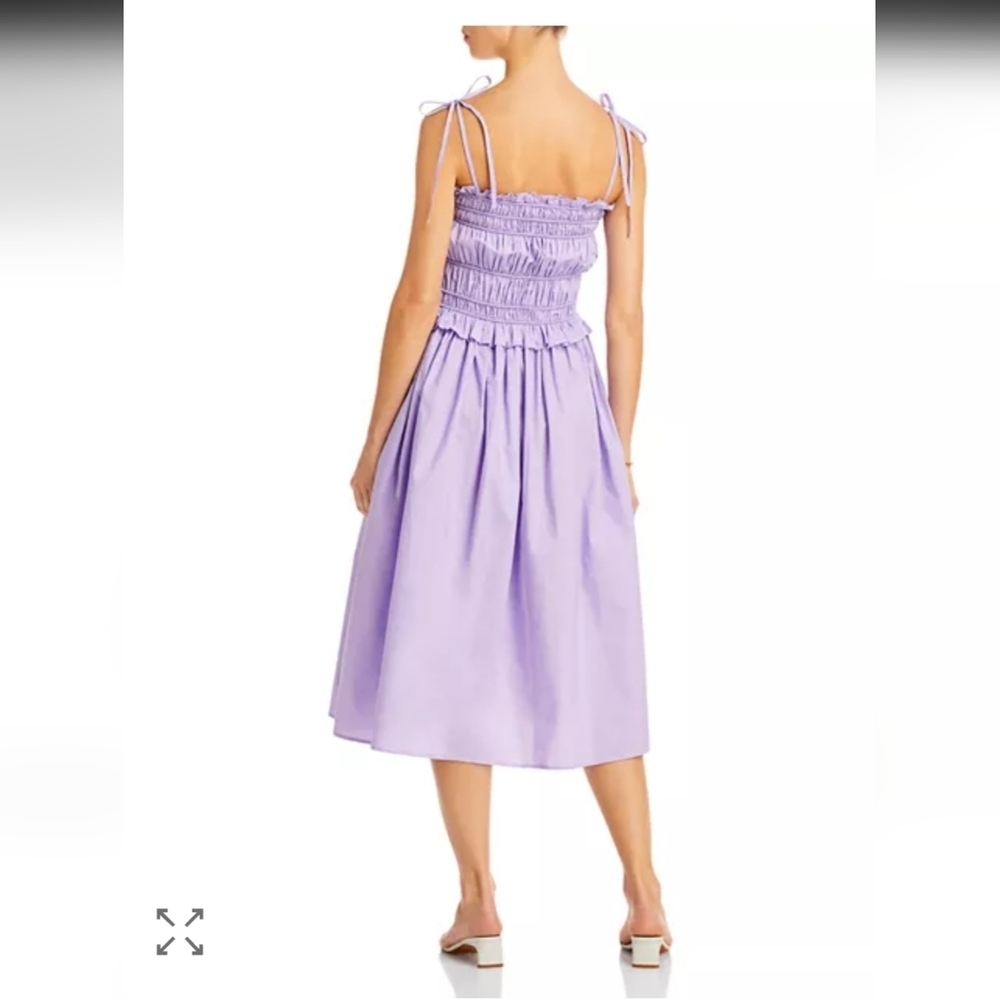 Aqua Ruched Sleeveless Midi Dress - 100% Cotton - Picture 3 of 7